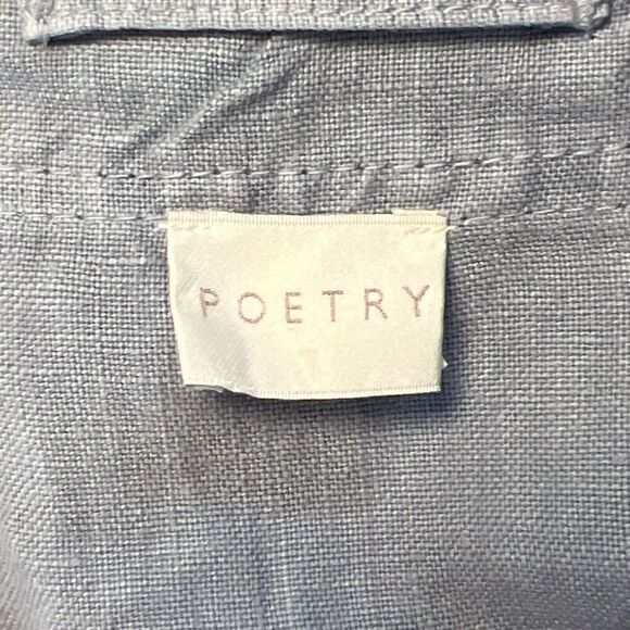 Poetry Beautiful Light Denim 100% Linen Button Up Shirt‎ Jacket Top Women's Sz 2 - Picture 3 of 5